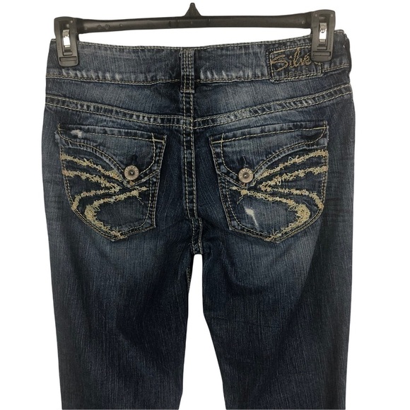 SILVER Women’s Blue Jeans Size 7/8 (29) SUKI Surplus Button Pockets Distressed - Picture 4 of 16